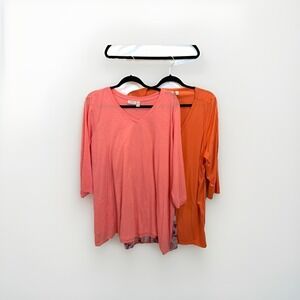 Lot Of 2 LOGO Lori Goldstein 2X Tunic Shirt & Cardigan 3/4 Sleeve A305473